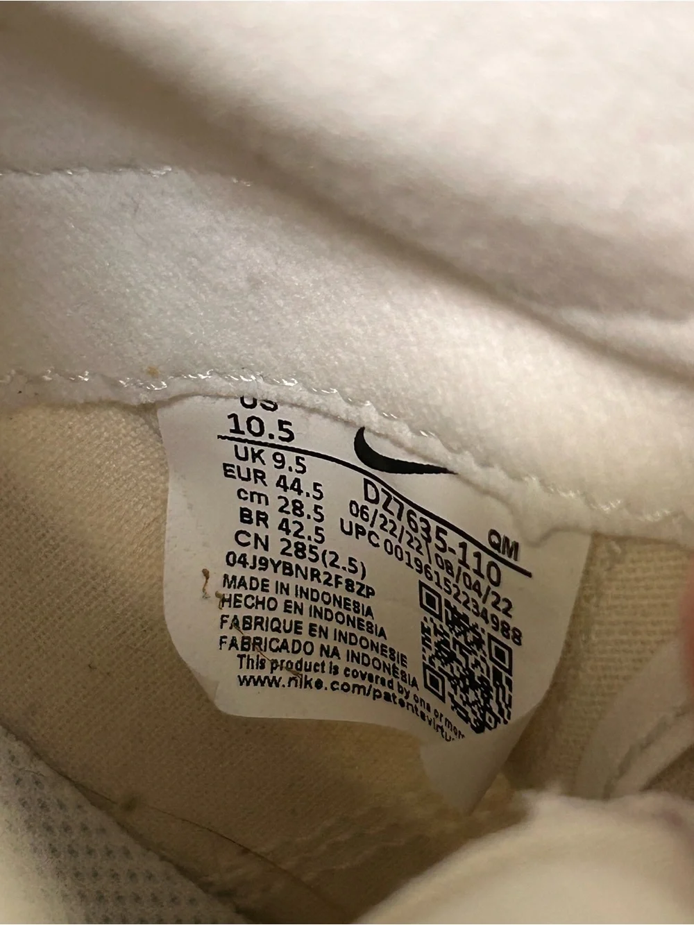 Nike SB Blazer Court Mid Premium SB 'Warning Label' White Men US 10.5 UK 9.5